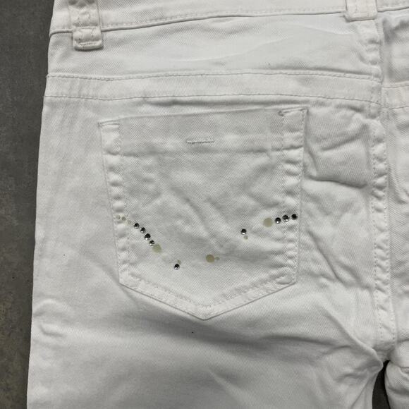 Guess Jeans Womens 29 White Daredevil Boot Bootcut Rhinestone Stretch Denim - Picture 10 of 11